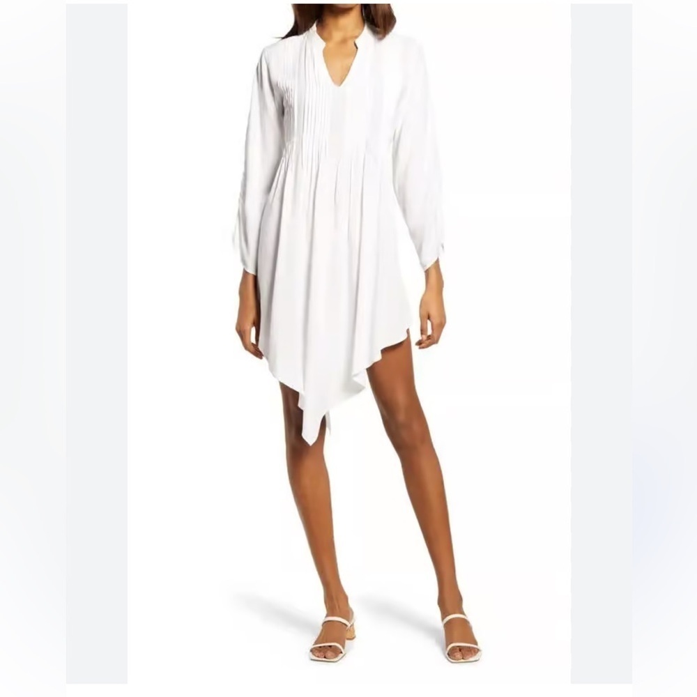 AREA STARS Rina Loose-Fit Asymmetric-Hem White Dress Size Small NEW